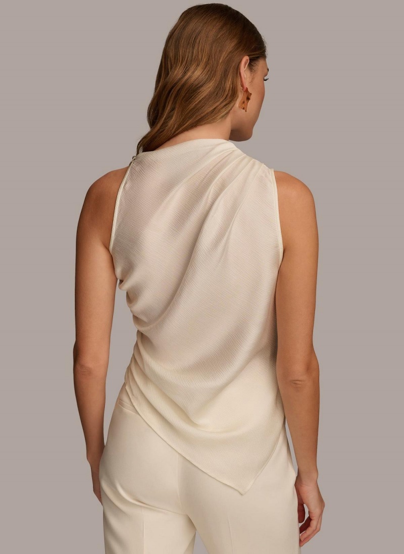 Donna Karan Ruched With Angled Hem Sweaters and Tops Cream | UAE_DK78732