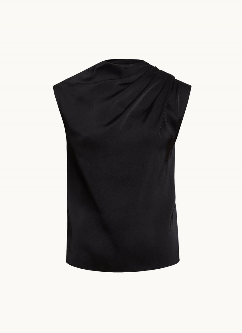 Donna Karan Sleeveless Draped Mockneck Sweaters and Tops Black | UAE_DK81132