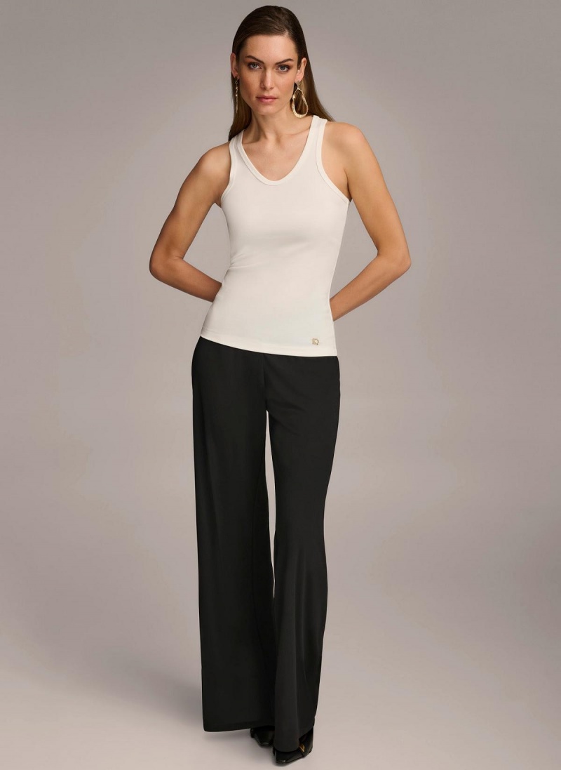 Donna Karan Sleeveless Knit Shell Sweaters and Tops Cream | UAE_DK34442