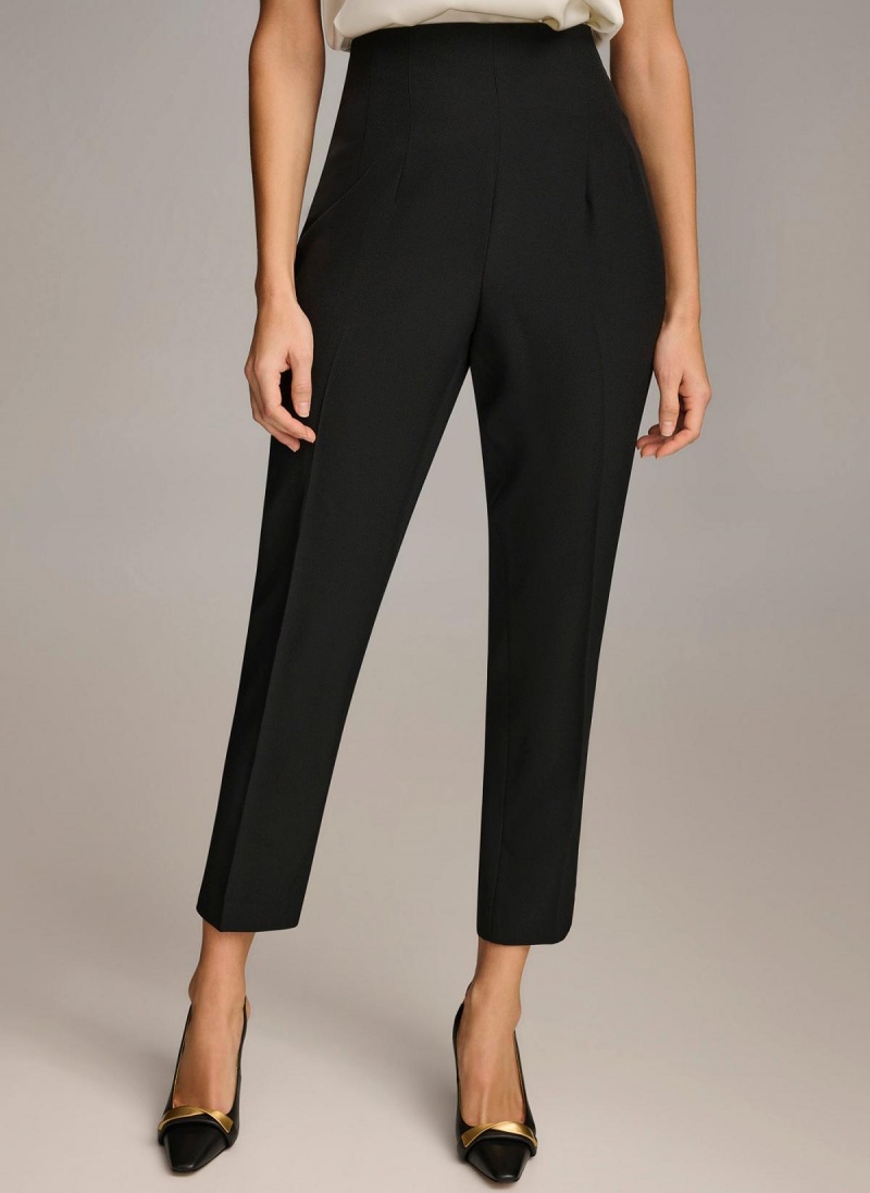 Donna Karan Slim Flat Front Pants Black | UAE_DK35068