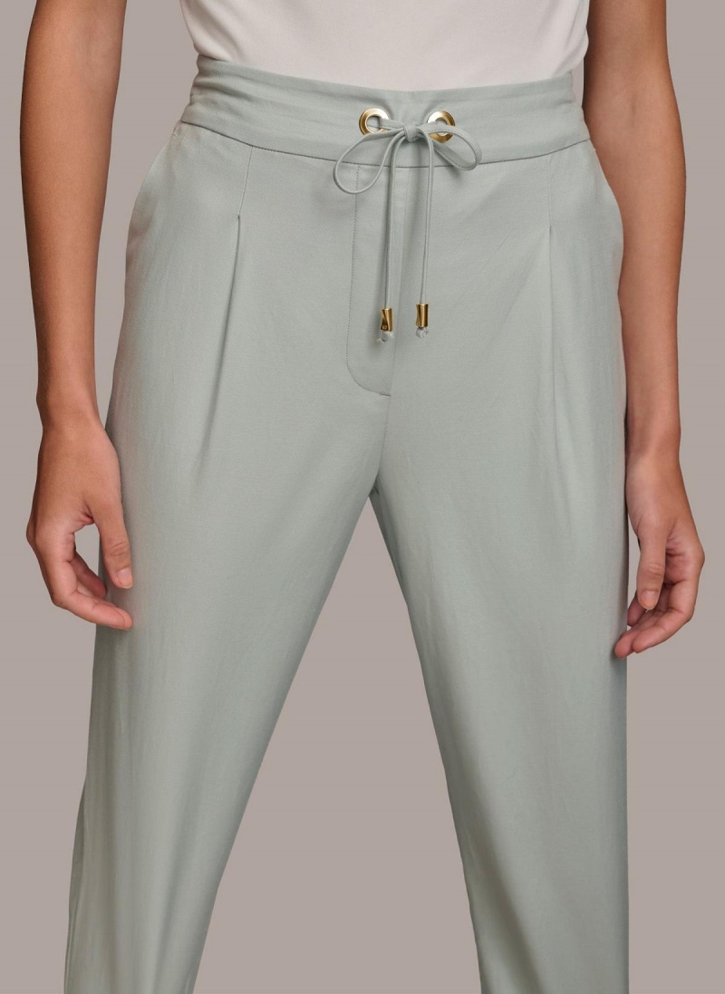 Donna Karan Slim Tie Waist Cuff Pants Blue | UAE_DK45401