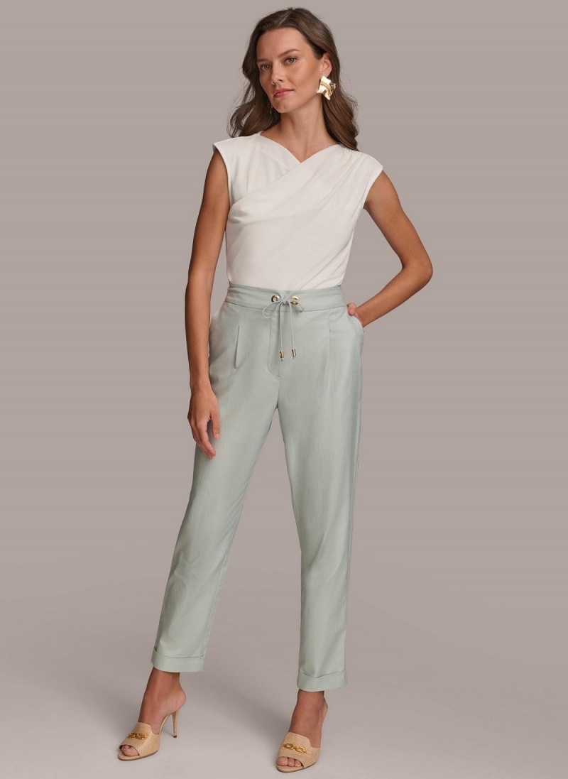 Donna Karan Slim Tie Waist Cuff Pants Blue | UAE_DK45401