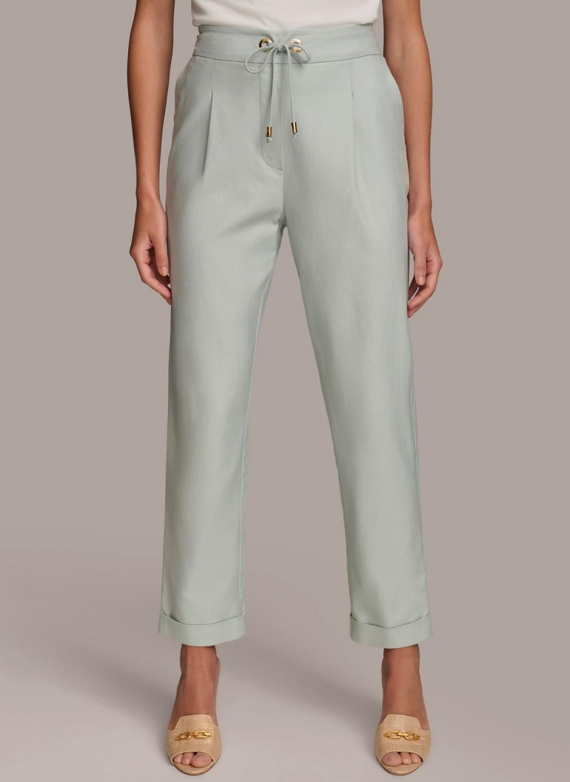 Donna Karan Slim Tie Waist Cuff Pants Blue | UAE_DK45401