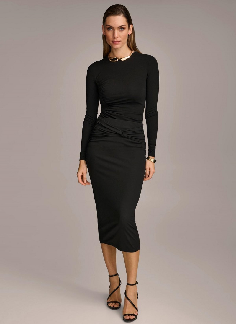 Donna Karan Twist Waist Skirt Black | UAE_DK87476