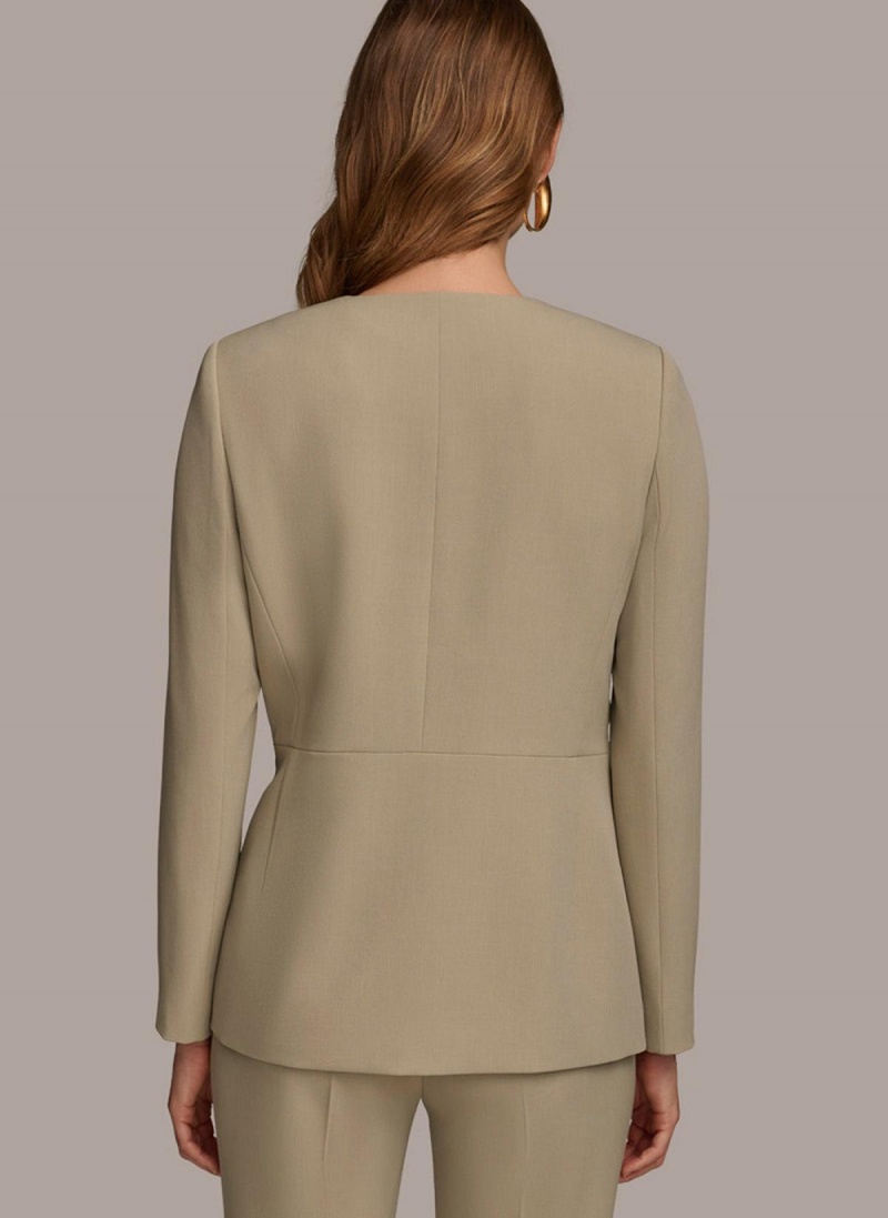 Donna Karan V Neck Cinched Closure Jacket Light Green | UAE_DK20260