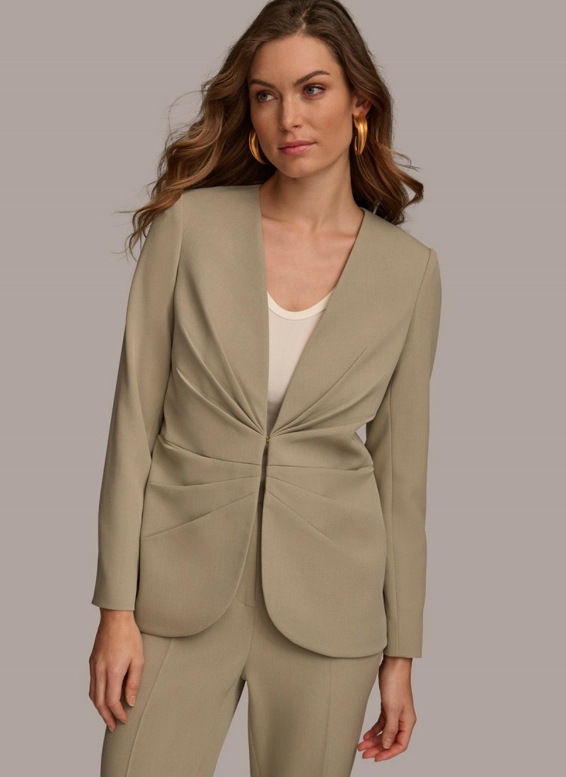 Donna Karan V Neck Cinched Closure Jacket Light Green | UAE_DK20260