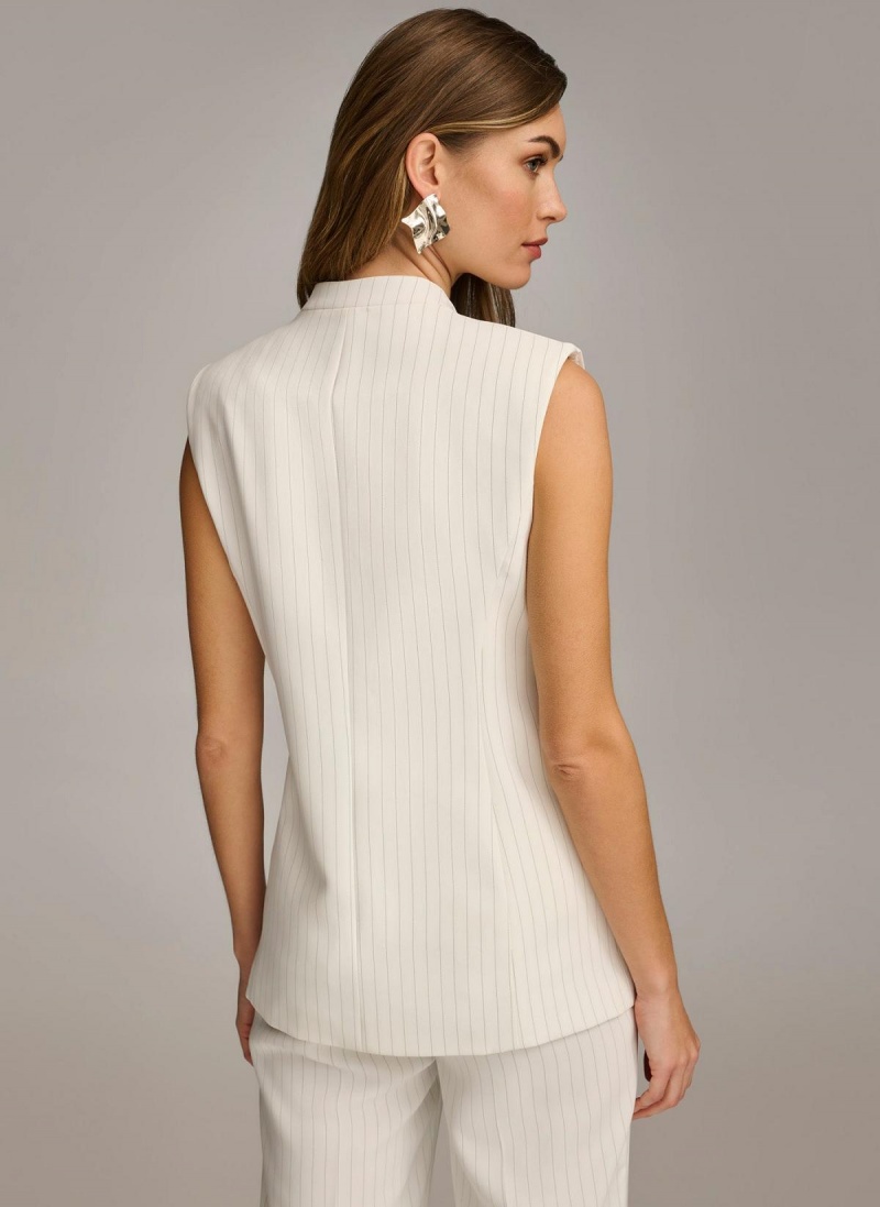 Donna Karan V-neck Vest Jacket White | UAE_DK74888