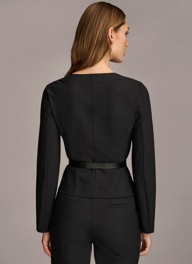 Donna Karan Wrap With Belt Jacket Black | UAE_DK83980