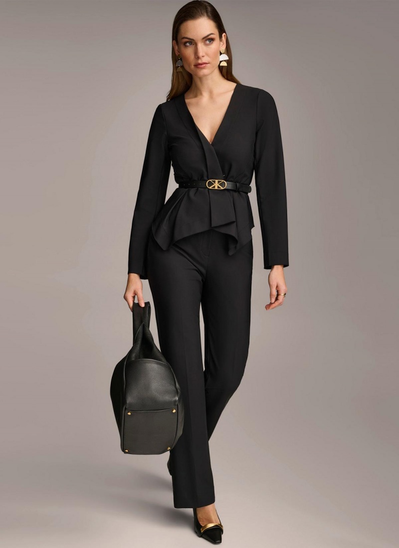 Donna Karan Wrap With Belt Jacket Black | UAE_DK83980