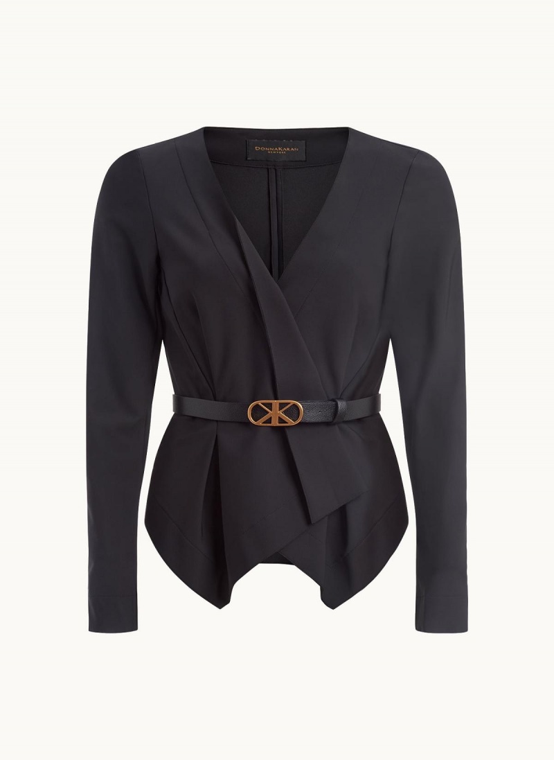 Donna Karan Wrap With Belt Jacket Black | UAE_DK83980