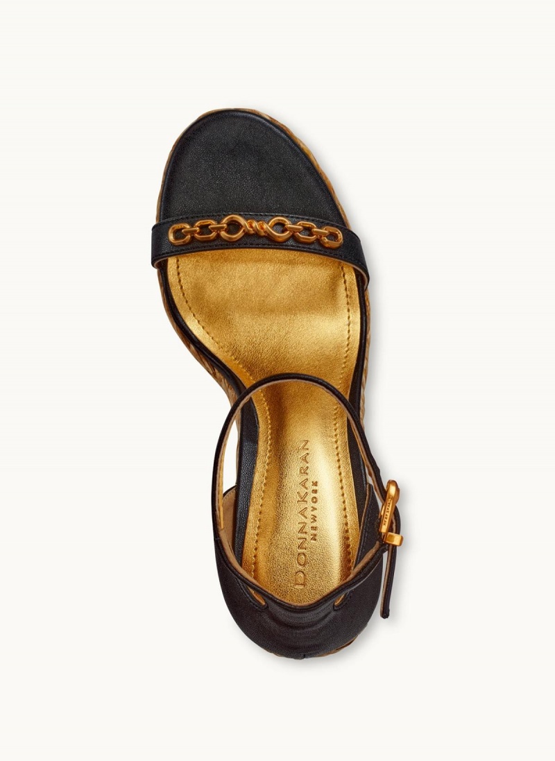 Donna Karan Yulissa Ankle Strap Espadrille Heels Black | UAE_DK13541