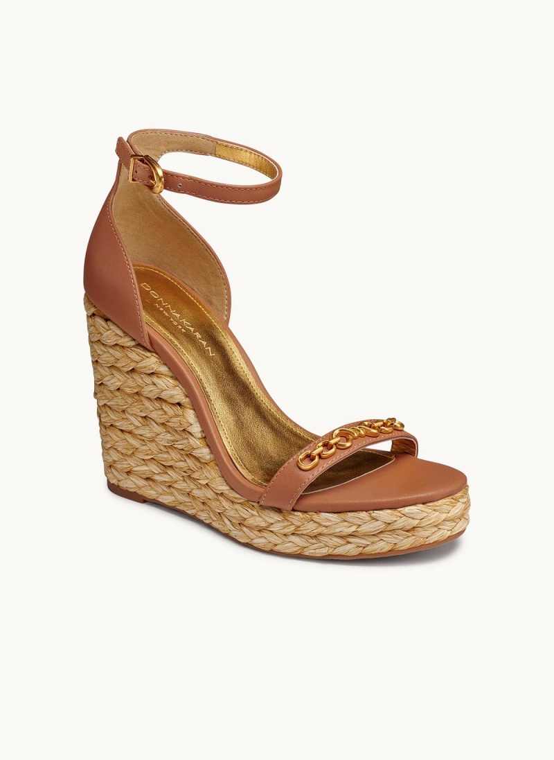 Donna Karan Yulissa Ankle Strap Espadrille Sandals Brown | UAE_DK84684