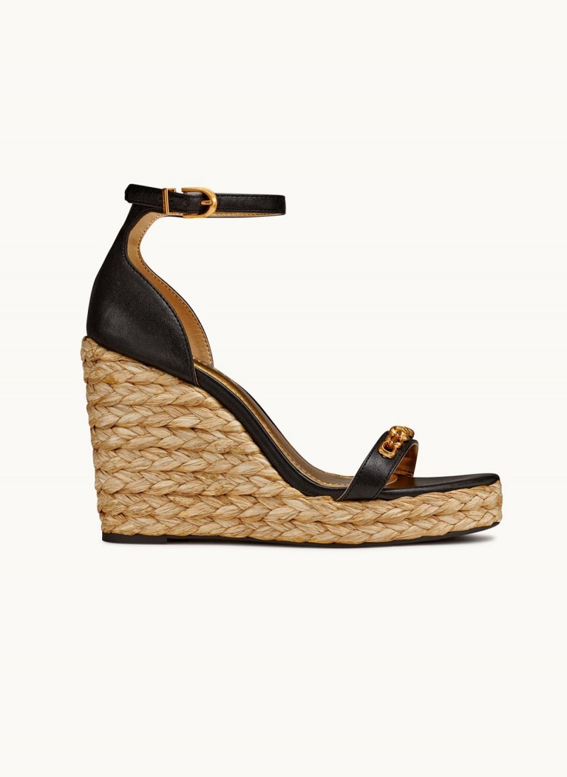 Donna Karan Yulissa Ankle Strap Espadrille Sandals Black | UAE_DK65307