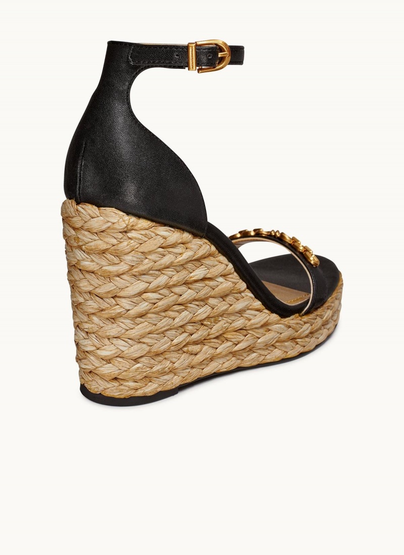 Donna Karan Yulissa Ankle Strap Espadrille Sandals Black | UAE_DK65307